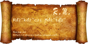 Rákóczi Máté névjegykártya